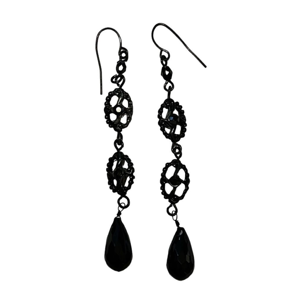 Black stones with tear drop style earrings holiday gifts for her